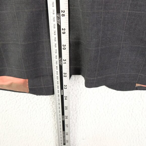 Samuelsohn Blazer Mens 44 Tall Long Gray Plaid Wool Super 100s Sport Coat Jacket - Picture 7 of 16